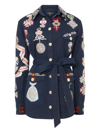 Temperley London belted shirt jacket - women - Cotton - S - Blue