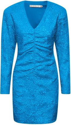 Gestuz Bloemen Party Jurk met Lange Mouwen - Dames - Feestkleedjes - Blauw - XS - Polyester - Kleedjes
