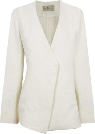 Cortana Costa- ivoorkleurig linnen jasje - Dames - Blazers - Wit - S - Linnen - Jassen