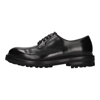 Green George Gekant Schoen met Veters - Heren - Veterschoenen - Zwart - 43 EU - Leer - Schoenen