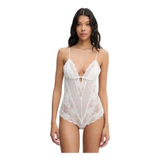 Patrizia Pepe Body in Pizzo Trasparente - - Tops - Donna - Bianco - M