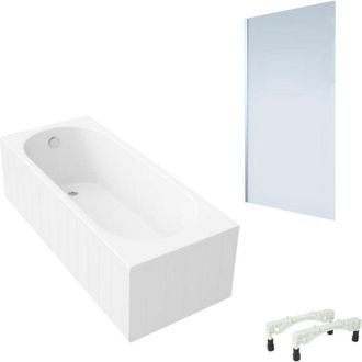 Villeroy & Boch Ba&ntilde;era Derecha Con Patas 170x70cm Villeroy & Boch O.novo Blanco + Mampara Izquierda Aurys Mist 1 Cromada