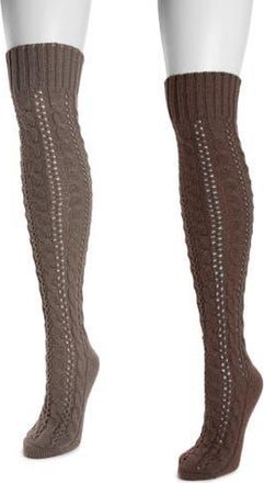 Muk Luks Slouch Knit Cable Socks 2 Pair Pack in Purple Haze/timberwolf at Nordstrom