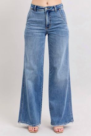 Judy Blue High Rise Retro Wide Fit Jeans In Blue