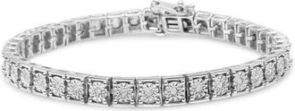 House of Brilliance Silver 1/4 Cttw Diamond Link Bracelet in White at Nordstrom
