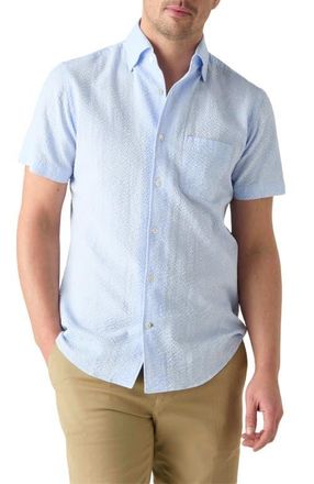 Robert Talbott Morgan Paisley Jacquard Seersucker Short Sleeve Shirt in Light Blue at Nordstrom, Size X-Large - 37