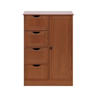 Mobili Rebecca Mobili Rebecca - Rebecca Mobili Armario De Ba&ntilde;o 4 Cajones 1 Puerta En Madera Marr&oacute;n Armario Moderno De Pie