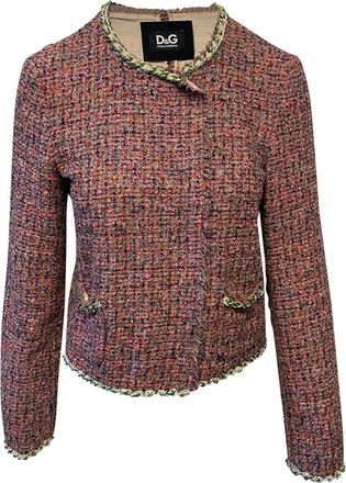 Dolce & Gabbana Pre-owned Womens & Evening Jacket in Pink Tweed Cotton - Size Small