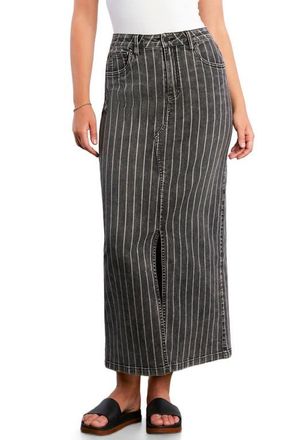 Wash Lab Denim Julia Stripe Denim Maxi Skirt in Grey Denim Stripe at Nordstrom, Size 26