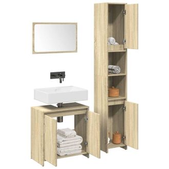 vidaXL Set De Muebles De Ba&ntilde;o 3 Pzas Madera Contrachapada Roble Sonoma Vidaxl