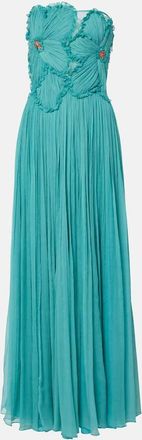Costarellos Adamaris embellished silk-blend chiffon gown