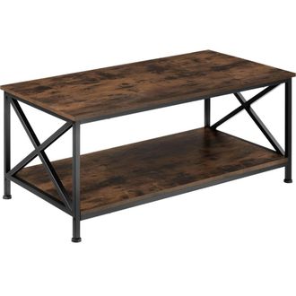 TecTake Mesa de caf&eacute; 100x55x45,5 cm, Madera industrial oscura, r&uacute;stica