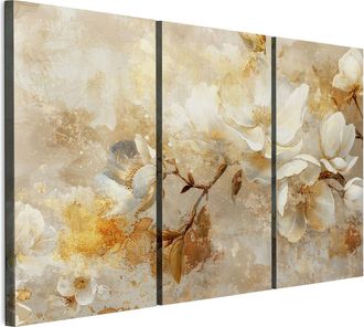 OEM Cuadro Sobre Lienzo Italiano De 90 X 60 Cm, Tr&iacute;ptico - Estilo Moderno - Flores Cuadro Sobre Lienzo Italiano De 120 X 80 Cm, Tr&iacute;ptico - Estilo Moderno 