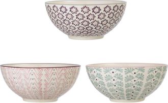 Bloomingville Juego de 3 cuencos de gres violeta