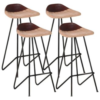 vidaXL Taburetes De Cocina 4 Unidades Cuero Aut&eacute;ntico Marr&oacute;n Vidaxl