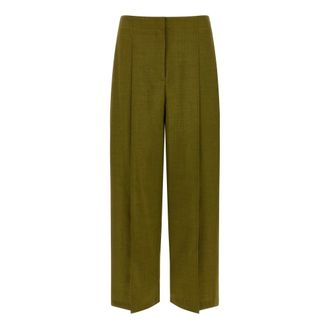 Theory Wide Trousers, female, Green, 2XS, Deep Pleat Pant in City Twill
