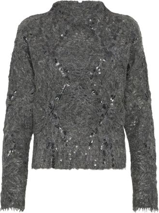 Brunello Cucinelli Maglione con decorazione - Grigio