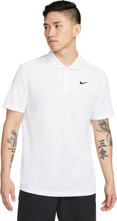 Nike Mens Nike Small Logo Solid Color Short Sleeve White Polo Shirt DH0858-100