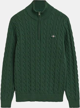 GANT Mens Cable Half Zip Fleece - Green - Size: 38