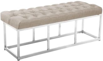 Clp Banco con patas de metal y asiento en Tela Crema