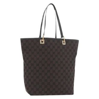 Gucci Pre-owned Tote Bags, female, Brown, Size: ONE SIZE Pre-owned Vintage GG Canvas Tote Bag