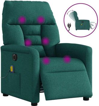 vidaXL Vidaxl - Sill&oacute;n Reclinable De Masaje El&eacute;ctrico Tela Verde Oscuro