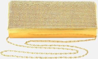 XY London Womens XY London Rhinestone Chain Strap Clutch Bag - Gold - Size: ONE size