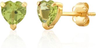 MAX + STONE 14K White or Yellow Gold 3 Prong Heart Shape Gemstone Stud Earrings