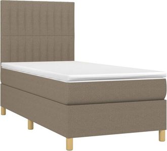 vidaXL Vidaxl - Cama Box Spring Colch&oacute;n Y Luces Led Tela Gris Taupe 100x200 Cm