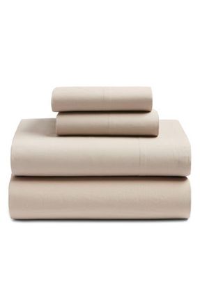 Nordstrom Organic Cotton Percale Sheet Set in Tan Thread at Nordstrom, Size Queen