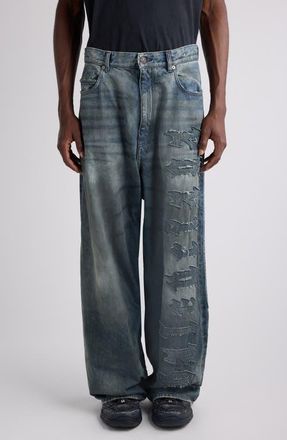Balenciaga Minimal Distressed Baggy Jeans in 1505 Dirty Grey/Light Bl at Nordstrom, Size X-Large