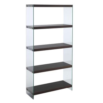 Oresteluchetta Librer&iacute;a 5 estantes efecto madera acabado nogal cm. Al.159xl.75xp.29.5