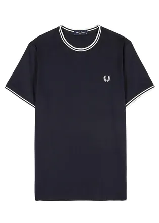 Tシャツ・カットソー FRED PERRY FP STRIPE T-SHIRT Fine Stripe T-Shirt - Navy | Men's T-Shirts | Designer T