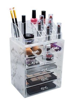 Sorbus Cosmetic & Makeup Storage Case - Gray Marble in Grey Marble at Nordstrom Rack