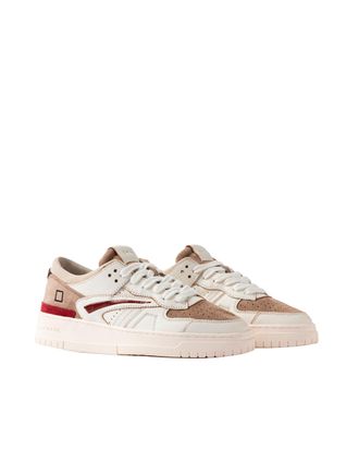 D.A.T.E. Colorblock Leather and Suede Sneaker - White