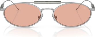 Brunello Cucinelli 55mm Round Sunglasses in Silver /Chestnut at Nordstrom