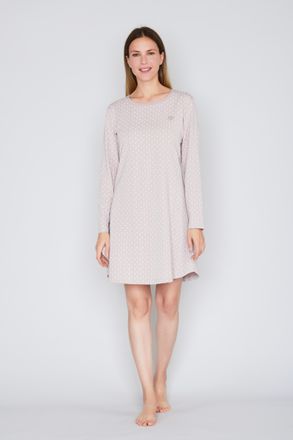 Joop Nachthemd JOOP Cosy, Damen, Gr. 34, N-Gr, beige (softes beige), Jersey, Obermaterial: 95% Baumwolle, 5% Elasthan, Feminin, bequem kniefrei, Rundhals, 