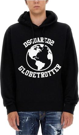 Dsquared2 Globetrotter Sweatshirt - Heren - Hoodies - Zwart - XL - Katoen - Hoodies & sweatvesten