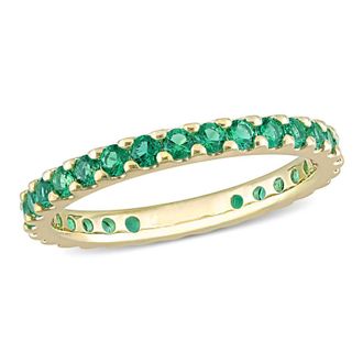 Amour 3/4 CT TGW Created Emerald Eternity Ring In 10K Yellow Gold