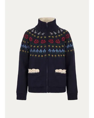 Sea New York Preston Floral Fair Isle Knit Jacket