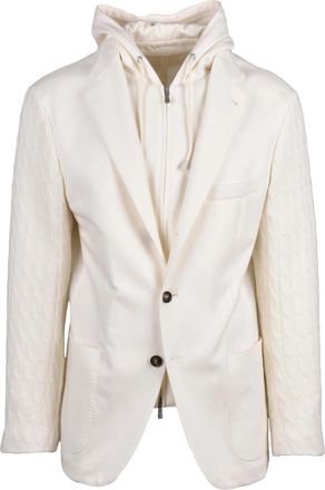 Eleventy Wool Cashmere Knit Blazer With Detachable Lapel
