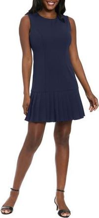 London Times Sleeveless Pleated Drop Waist Dress in Navy Blazer at Nordstrom Rack, Size 10