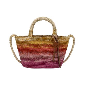 Maneb&igrave; Borsa Tote in Paglia Intrecciata con Dettagli in Pelle - - Bags - Donna - Multicolore - ONE SIZE