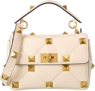 Valentino Roman Stud Medium Grainy Leather Shoulder Bag