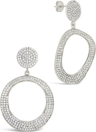 Sterling Forever Silver Cz Juniper Statement Drop Earrings