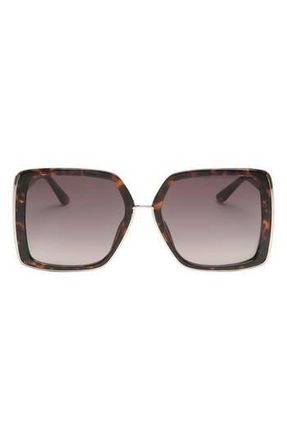 Guess 58mm Butterfly Square Gradient Sunglasses in Dark Havana /Gradient Brown at Nordstrom Rack
