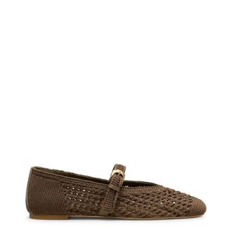 Stuart Weitzman Ballerinas, female, Brown, Size: 7 1/2 US Leora Mary Jane Flat