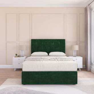 Sloomy Jasmine Plush Bed Set With No Drawers Mattress & 26 Headboard in Emerald | Size: Single