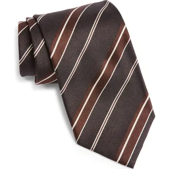 Tom Ford Stripe Jacquard Silk Tie in Eea Brown Multicolor at Nordstrom