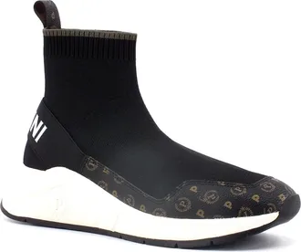 Pollini Sock Sneakers Logo Heritage - Dames - Sneakers - Zwart - 39 EU - Leer - Schoenen